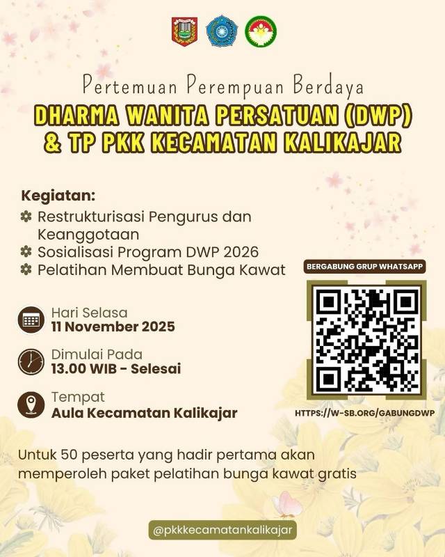 Pemberdayaan Perempuan Kecamatan Kalikajar: Sinergi DWP dan TP PKK Tingkatkan Keterampilan dan Kemandirian